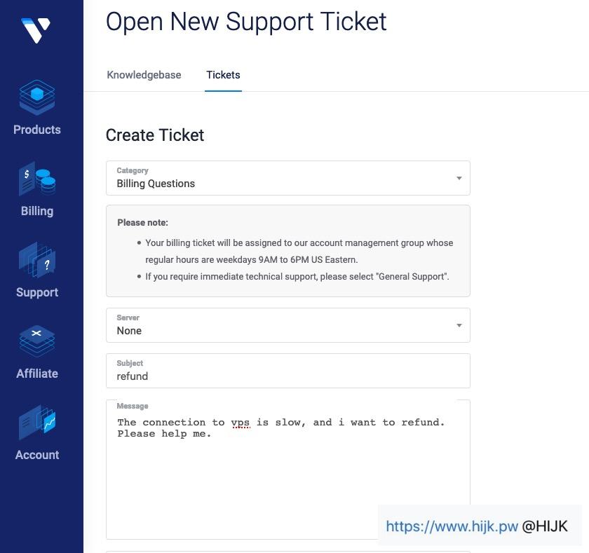 Vultr退款操作教程