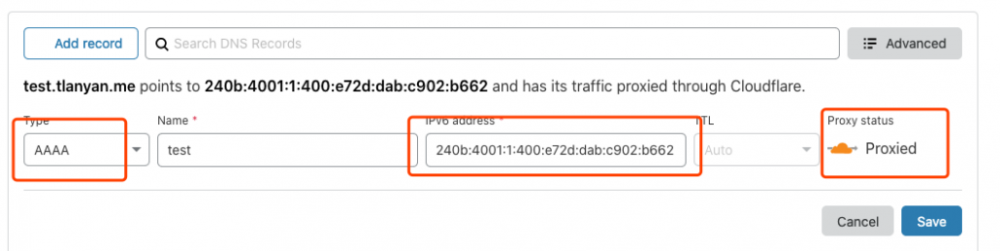 cloudflare设置ipv6解析