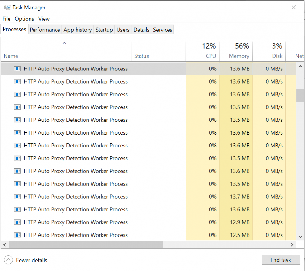 大量“HTTP Auto Proxy Detection Worker Process”进程 大量“HTTP Auto Proxy Detection Worker Process”进程