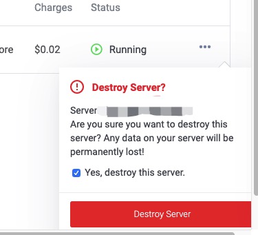vultr确认销毁服务器