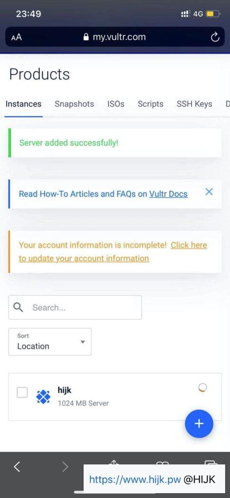 vultr手机版服务器配置中