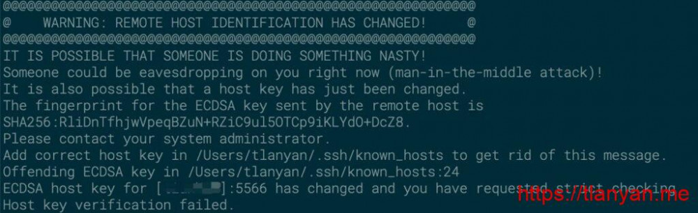ssh REMOTE HOST IDENTIFICATION HAS CHANGED警告