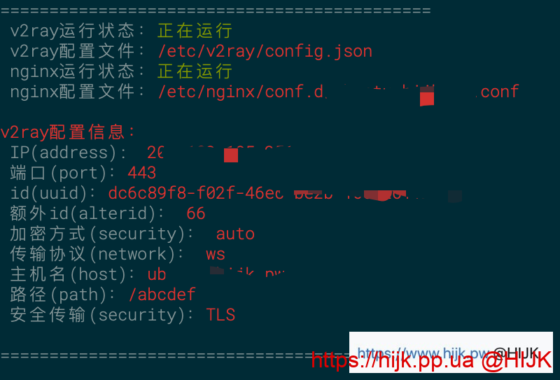v2ray运行状态信息